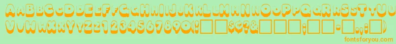 OodlesscapssskRegular Font – Orange Fonts on Green Background