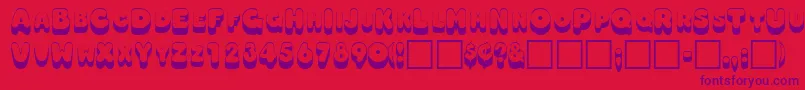 Fonte OodlesscapssskRegular – fontes roxas em um fundo vermelho