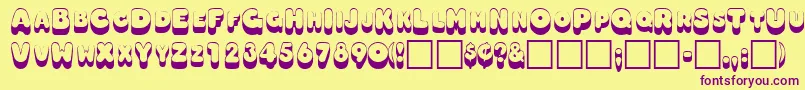 OodlesscapssskRegular Font – Purple Fonts on Yellow Background