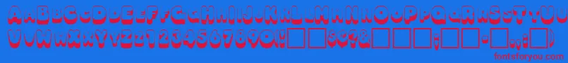 OodlesscapssskRegular Font – Red Fonts on Blue Background