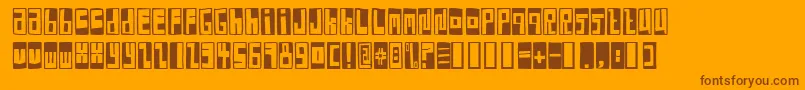 BoxFontNegative-Schriftart – Braune Schriften auf orangefarbenem Hintergrund