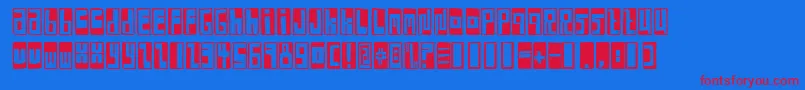 BoxFontNegative-Schriftart – Rote Schriften auf blauem Hintergrund