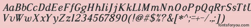 DustismoRomanItalicBold-fontti – mustat fontit vaaleanpunaisella taustalla