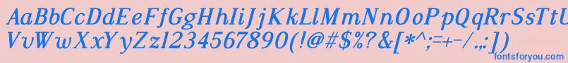 DustismoRomanItalicBold-Schriftart – Blaue Schriften auf rosa Hintergrund