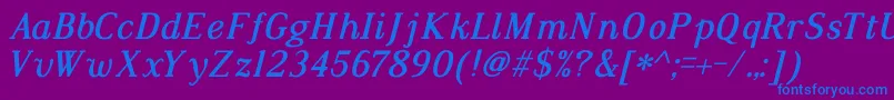 DustismoRomanItalicBold-fontti – siniset fontit violetilla taustalla