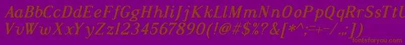 DustismoRomanItalicBold-Schriftart – Braune Schriften auf violettem Hintergrund