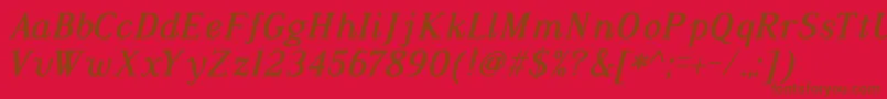 フォントDustismoRomanItalicBold – 赤い背景に茶色の文字