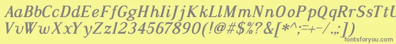 フォントDustismoRomanItalicBold – 黄色の背景に灰色の文字