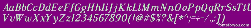 DustismoRomanItalicBold-fontti – vihreät fontit violetilla taustalla