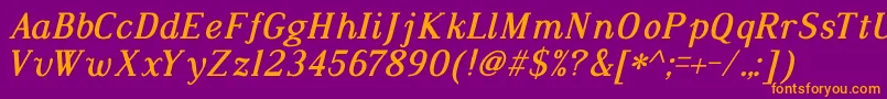 DustismoRomanItalicBold Font – Orange Fonts on Purple Background