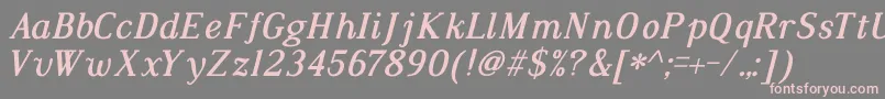 DustismoRomanItalicBold-fontti – vaaleanpunaiset fontit harmaalla taustalla