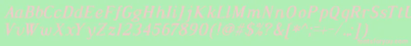 DustismoRomanItalicBold-fontti – vaaleanpunaiset fontit vihreällä taustalla