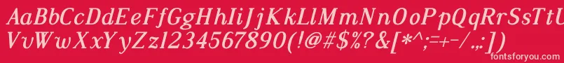 DustismoRomanItalicBold-Schriftart – Rosa Schriften auf rotem Hintergrund