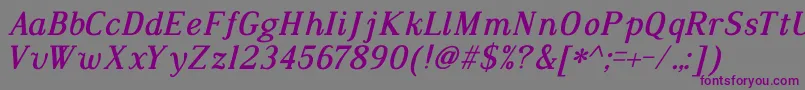DustismoRomanItalicBold Font – Purple Fonts on Gray Background