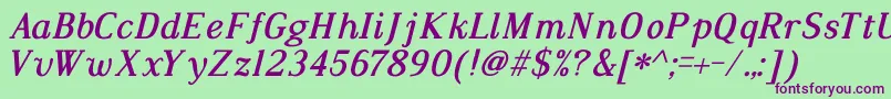 DustismoRomanItalicBold Font – Purple Fonts on Green Background