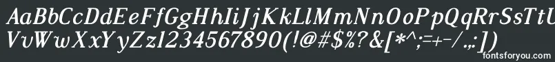 DustismoRomanItalicBold-fontti – valkoiset fontit mustalla taustalla