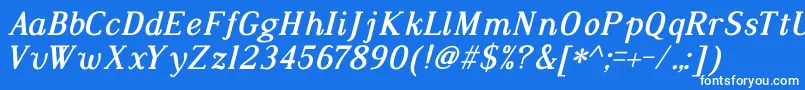 Шрифт DustismoRomanItalicBold – белые шрифты на синем фоне