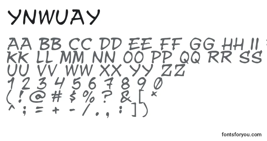 Schriftart Ynwuay – Alphabet, Zahlen, spezielle Symbole
