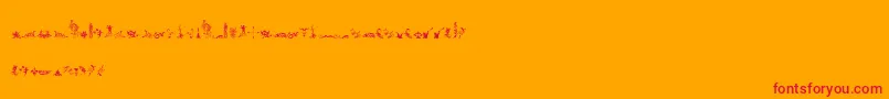 MicroFleuronsFree-Schriftart – Rote Schriften auf orangefarbenem Hintergrund