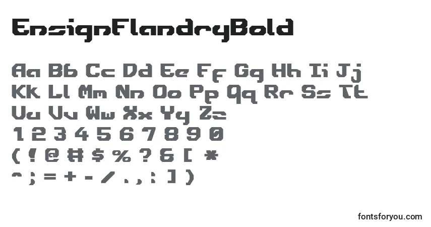 A fonte EnsignFlandryBold – alfabeto, números, caracteres especiais