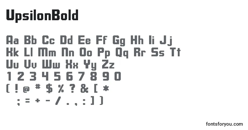Czcionka UpsilonBold – alfabet, cyfry, specjalne znaki