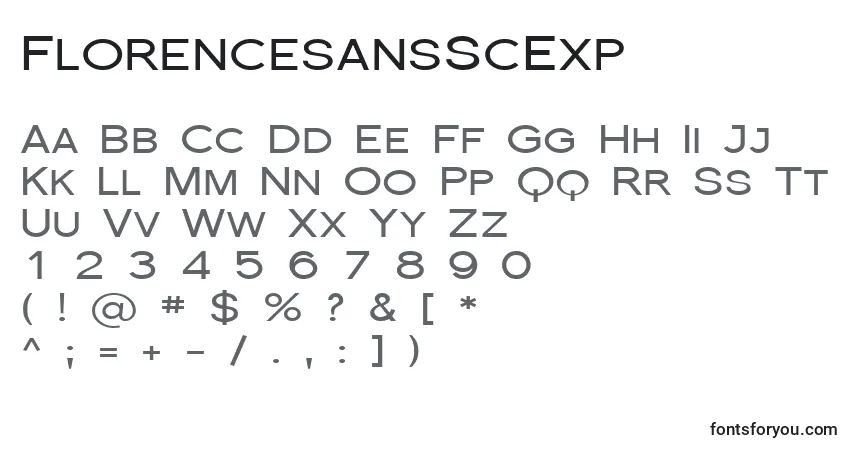 Fuente FlorencesansScExp - alfabeto, números, caracteres especiales