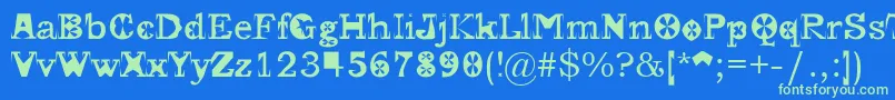 Czcionka Gscript – zielone czcionki na niebieskim tle