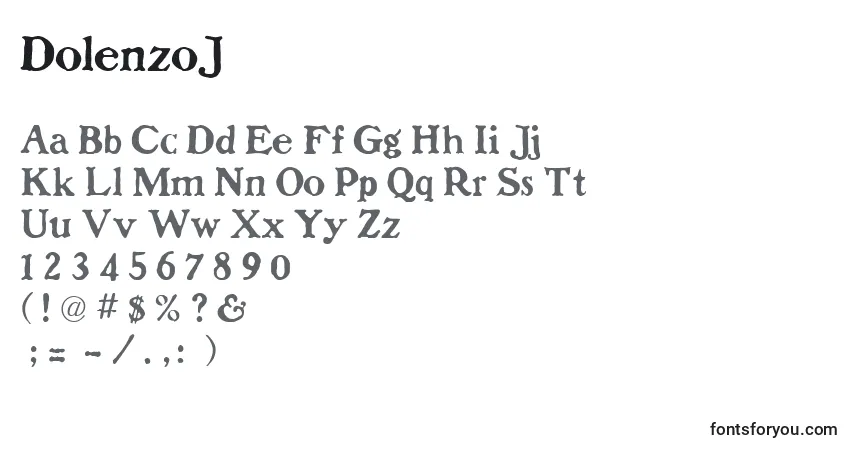 Schriftart DolenzoJ – Alphabet, Zahlen, spezielle Symbole