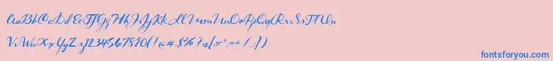 BmdDarkRoast-Schriftart – Blaue Schriften auf rosa Hintergrund