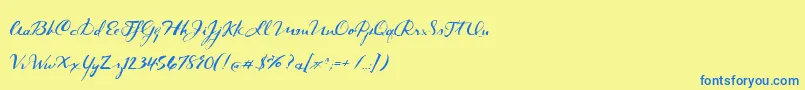 BmdDarkRoast Font – Blue Fonts on Yellow Background