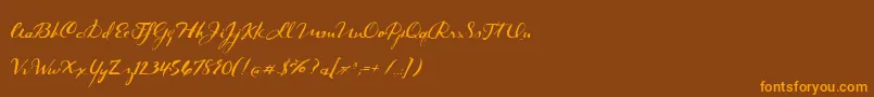 Więcej informacji o czcionce BmdDarkRoast Czcionka BmdDarkRoast – pomarańczowe czcionki na brązowym tle