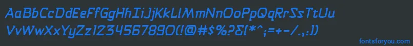 Fonte SelfdestructbuttonbbItal – fontes azuis em um fundo preto