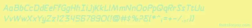 Шрифт SelfdestructbuttonbbItal – зелёные шрифты на жёлтом фоне
