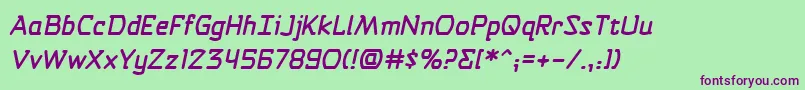 SelfdestructbuttonbbItal Font – Purple Fonts on Green Background
