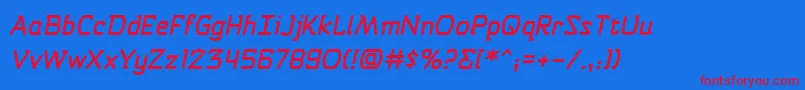 SelfdestructbuttonbbItal Font – Red Fonts on Blue Background
