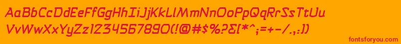 SelfdestructbuttonbbItal Font – Red Fonts on Orange Background