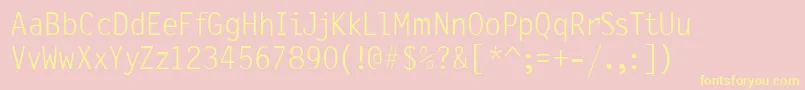 PflettergothicthreeLight-Schriftart – Gelbe Schriften auf rosa Hintergrund