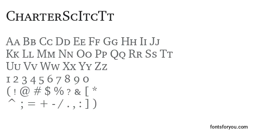 Czcionka CharterScItcTt – alfabet, cyfry, specjalne znaki