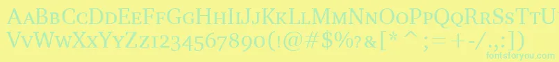 CharterScItcTt-fontti – vihreät fontit keltaisella taustalla