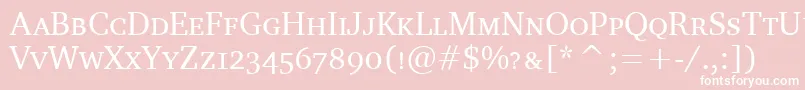 Fonte CharterScItcTt – fontes brancas em um fundo rosa