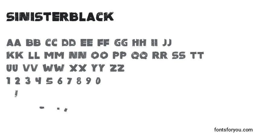 A fonte SinisterBlack – alfabeto, números, caracteres especiais