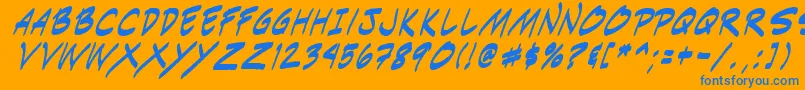 Indiksi0-Schriftart – Blaue Schriften auf orangefarbenem Hintergrund
