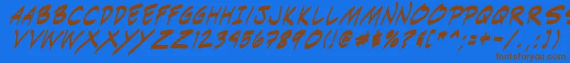 Indiksi0-Schriftart – Braune Schriften auf blauem Hintergrund