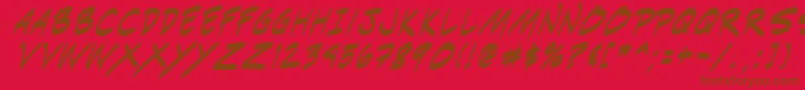 フォントIndiksi0 – 赤い背景に茶色の文字