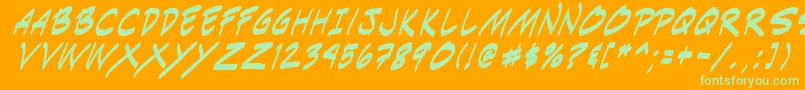 Indiksi0-Schriftart – Grüne Schriften auf orangefarbenem Hintergrund