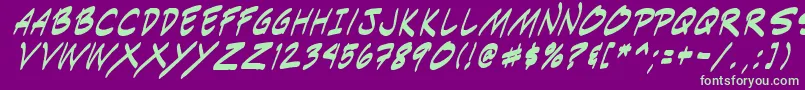 フォントIndiksi0 – 紫の背景に緑のフォント