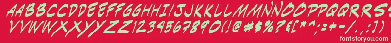 フォントIndiksi0 – 赤い背景に緑の文字