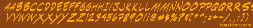 Indiksi0-Schriftart – Orangefarbene Schriften auf braunem Hintergrund