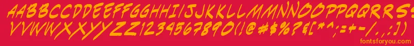 フォントIndiksi0 – 赤い背景にオレンジの文字