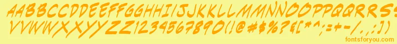 Indiksi0-Schriftart – Orangefarbene Schriften auf gelbem Hintergrund